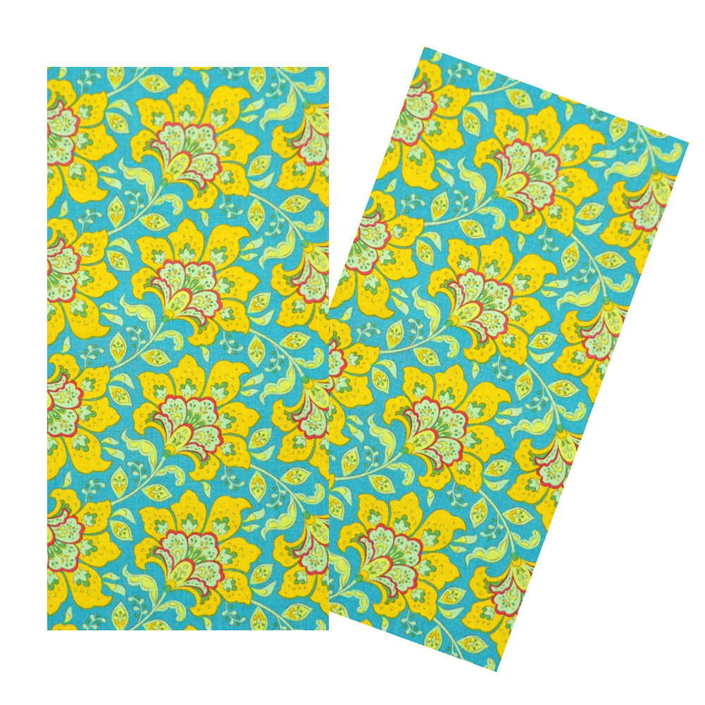 AQUA & YELLOW FLORAL NAPKIN SET
