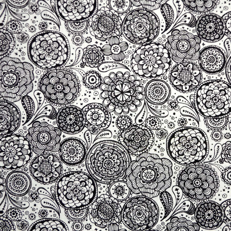BLACK ON WHITE MOD FLORAL NAPKIN SET