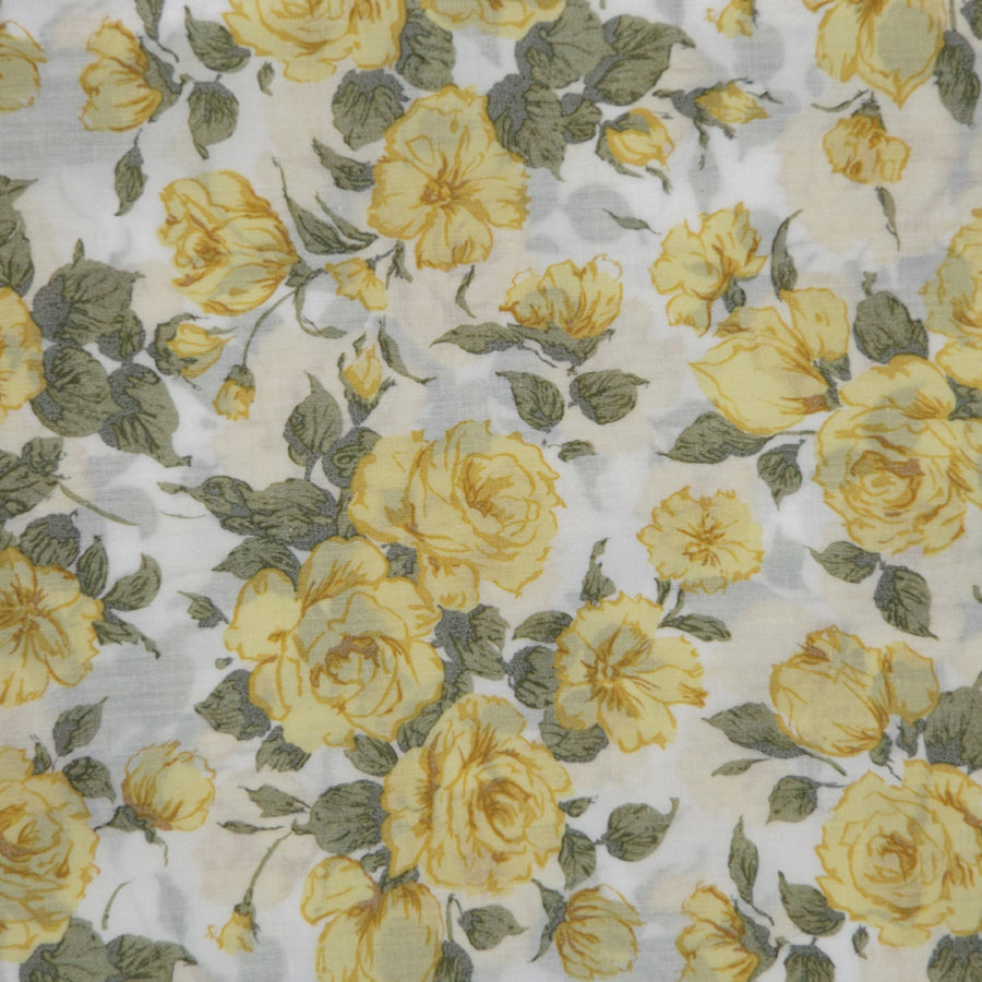 YELLOW 'CARLINE ROSE' LIBERTY LAWN COTTON HANDKERCHIEF