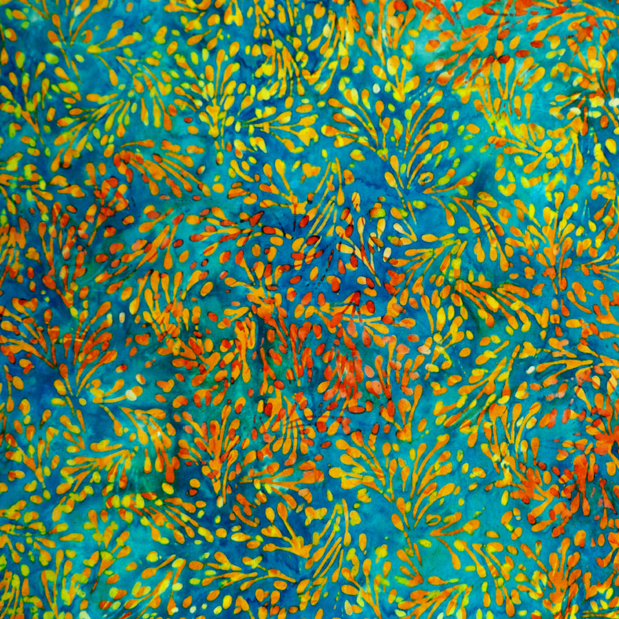 DARK TURQUOISE & MULTICOLOR SWIRL BATIK HANDKERCHIEF