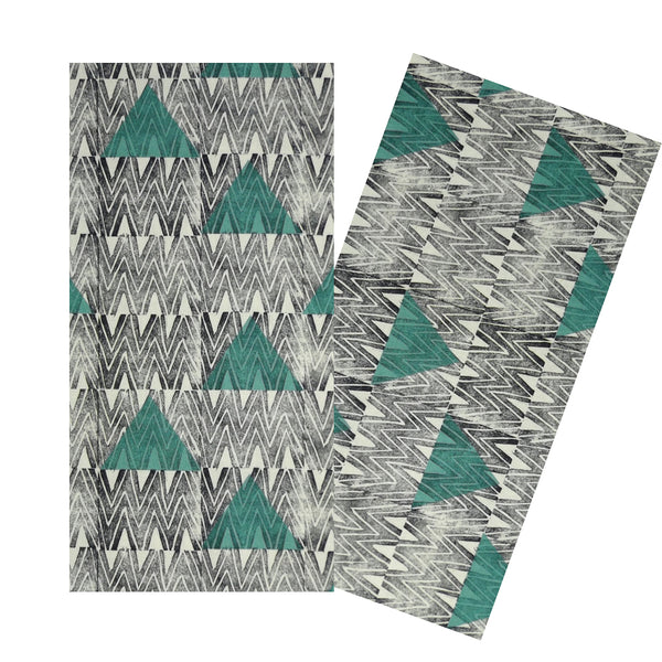 CHARCOAL & GREEN TRIANGLES & ZIGZAG NAPKIN SET