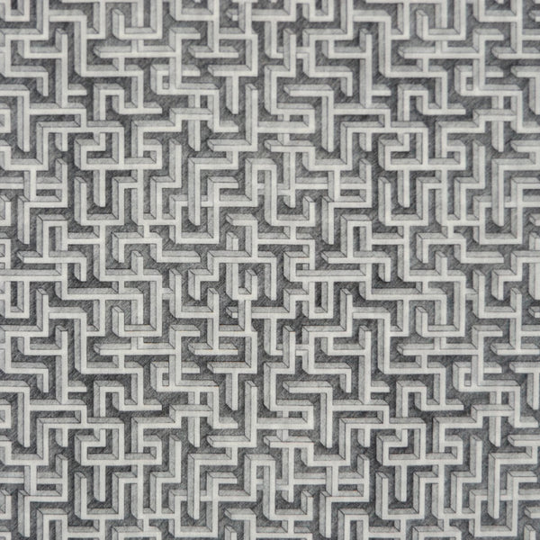 GREY & WHITE 'MINOS MAZE' LIBERTY LAWN COTTON HANDKERCHIEF
