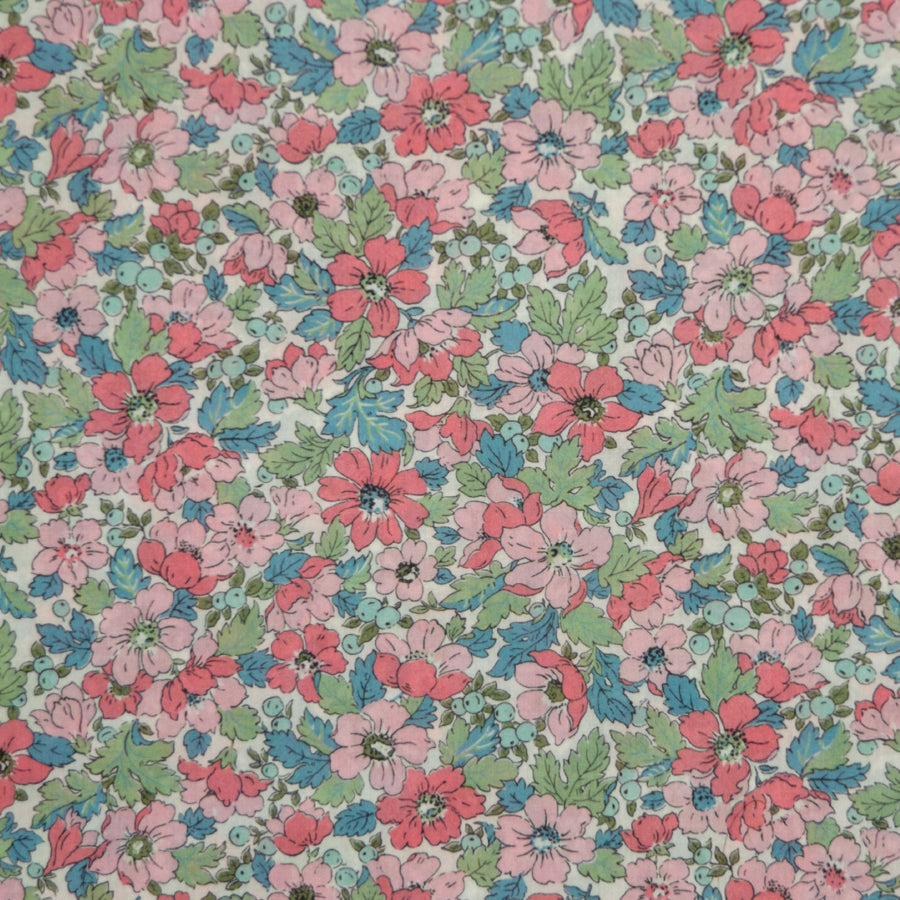 PINK, BLUE & SAGE 'DAHLIA DREAM' LIBERTY LAWN COTTON POCKET SQUARE HANDKERCHIEF