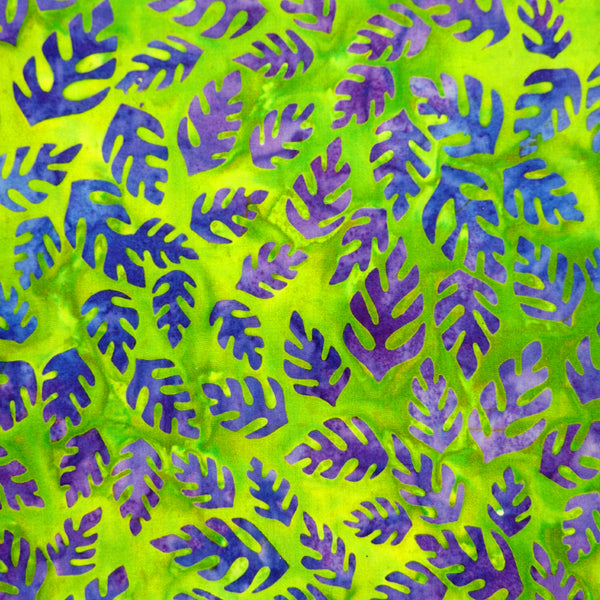 PURPLE & GREEN PALM LEAF BATIK HANDKERCHIEF