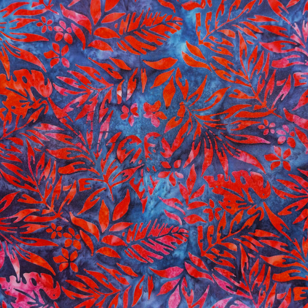 RED & BLUE FRONDS BATIK HANDKERCHIEF