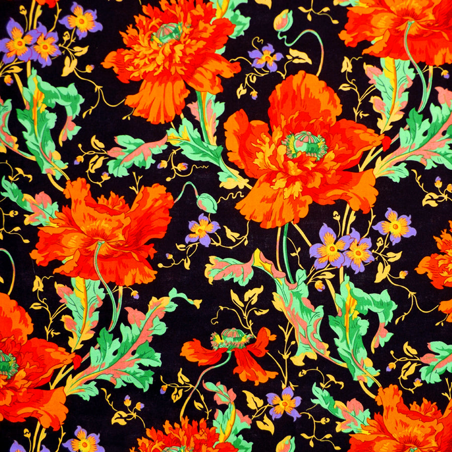RED ORANGE FLORAL NAPKIN SET