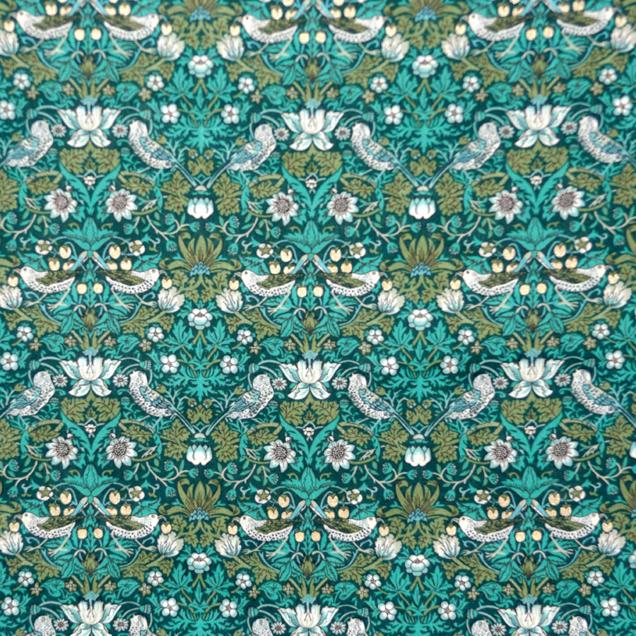 TEAL & TURQUOISE 'STRAWBERRY THIEF'  LIBERTY LAWN COTTON HANDKERCHIEF