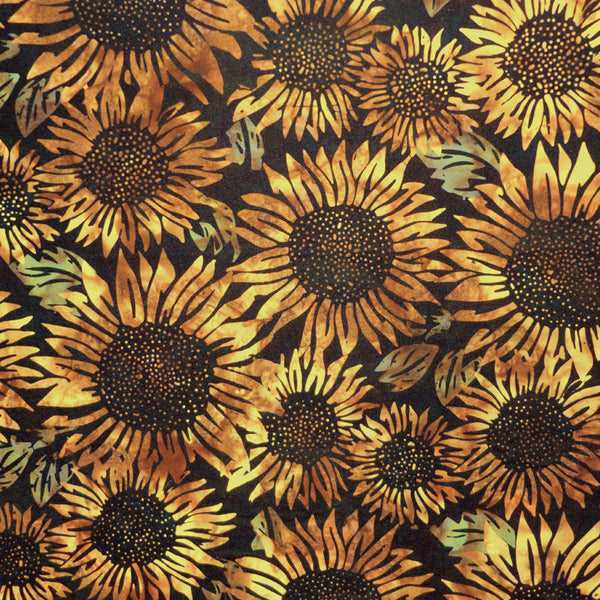 BLACK & GOLD SUNFLOWER BATIK HANDKERCHIEF