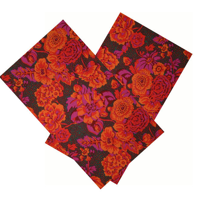 FUCHSIA, RED & ORANGE FLORAL NAPKIN SET