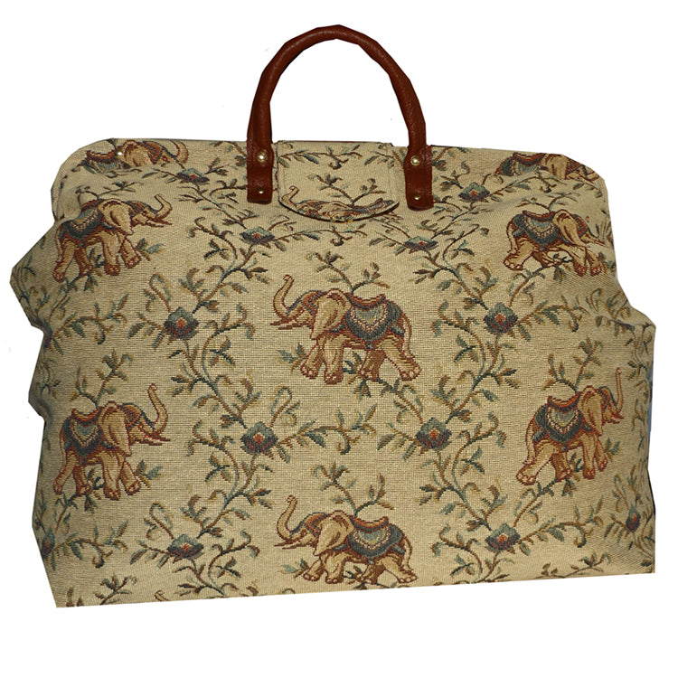 Bombay Golden Elephants on Sand Tapestry Handbag Carpet Bag