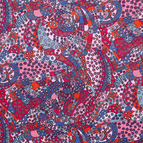 MULTICOLORED PRINT 'CARNABY PATCHWORK' LIBERTY LAWN COTTON HANDKERCHIEF