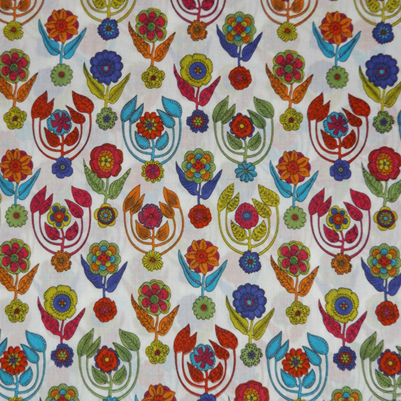 BRIGHT FLORAL 'DROXFORD' LIBERTY LAWN COTTON HANDKERCHIEF