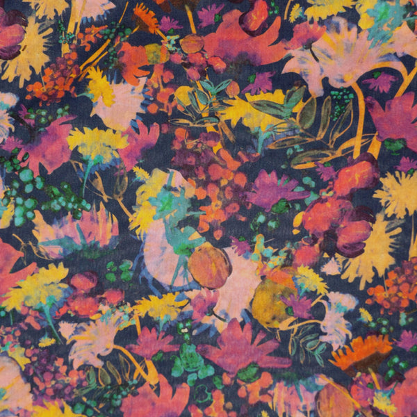 MULTICOLOR FLORAL 'GOLDEN AGE'  LIBERTY LAWN COTTON HANDKERCHIEF