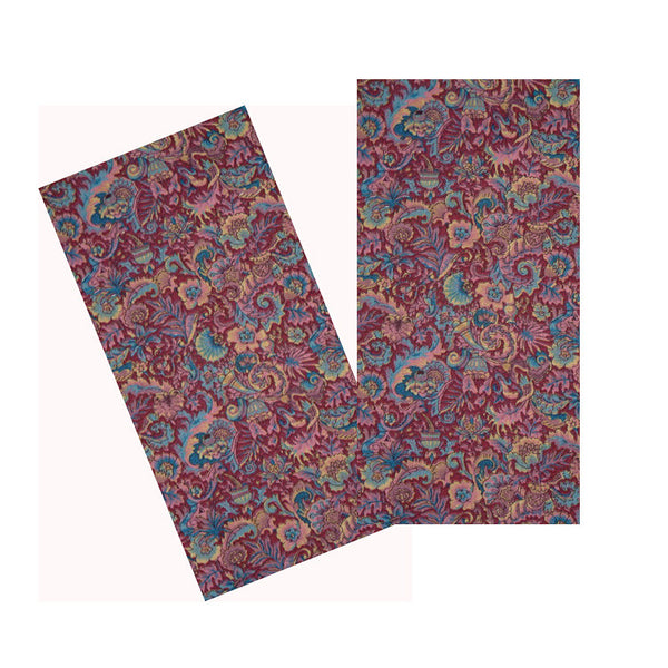 MAROON, TEAL & PEACH FLORAL NAPKIN SET