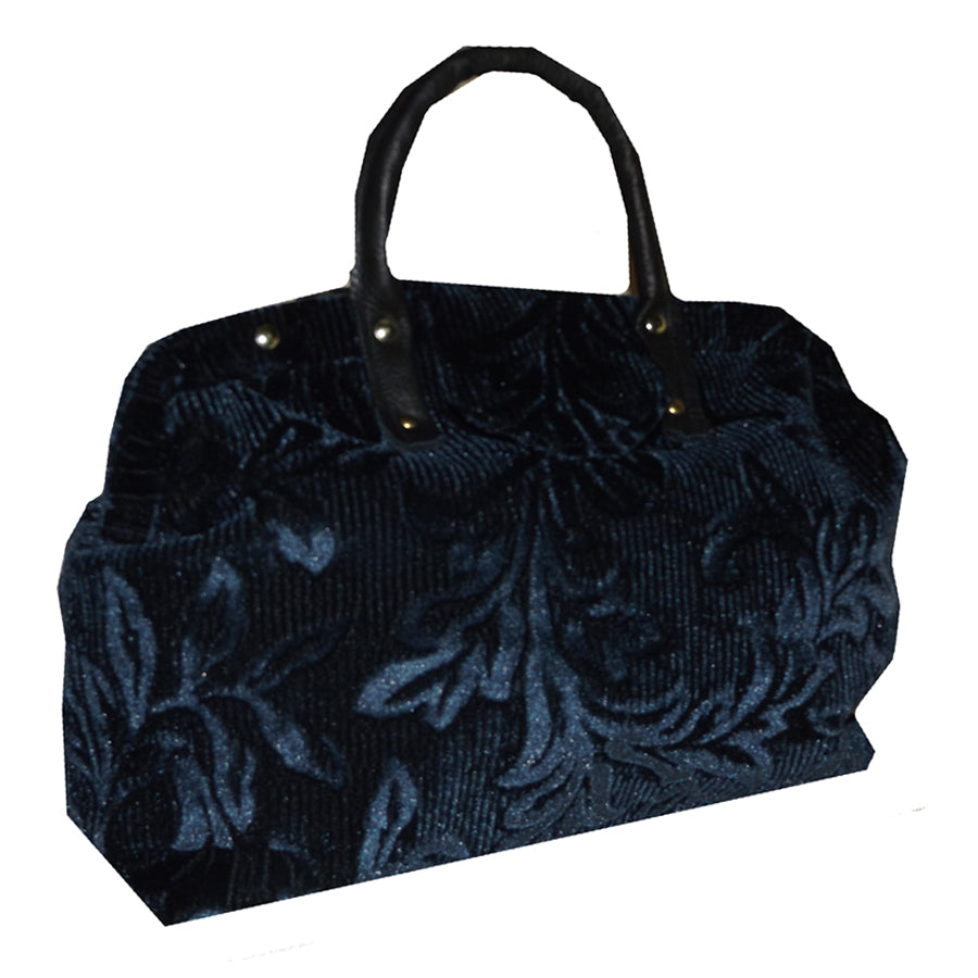 Navy Velvet Chenille Handbag Tapestry Carpet Bag – FlyingNeedleGallery
