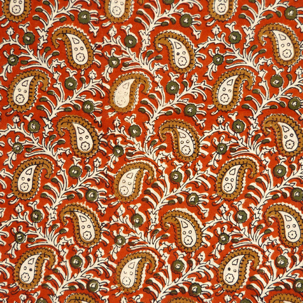 RUST PAISLEY BLOCK PRINT HANDKERCHIEF