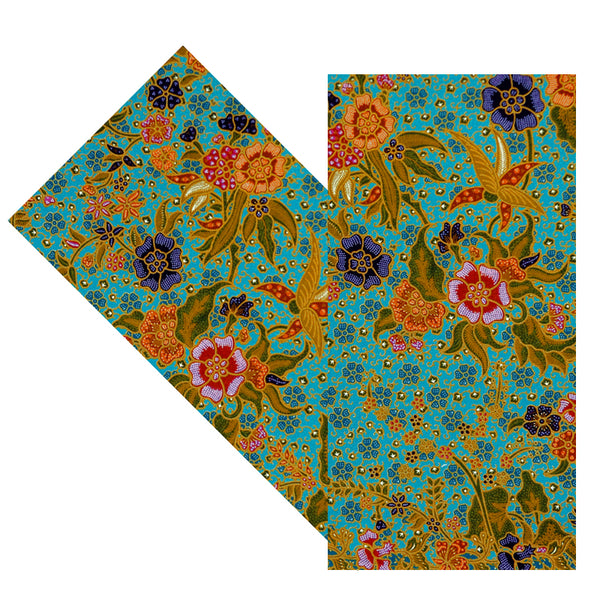 TURQUOISE & MULTICOLOR FLORAL BATIK NAPKIN SET